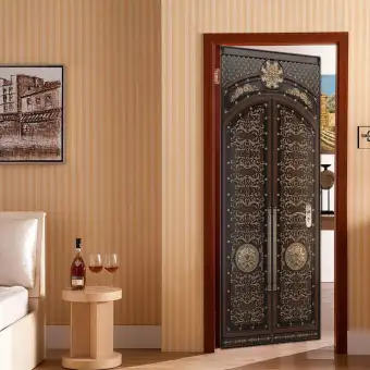 3d Iron Pattern Door Sticker For Bedroom Living Room Vintage Art