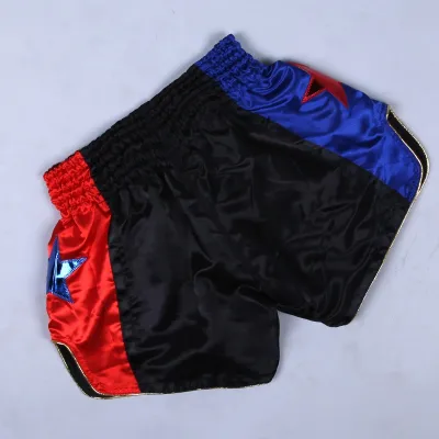 Anotherboxer Unisex Muay Thai Boxing Shorts Breathable MMA Kickboxing Fighting Black and White Double Sha Muay Thai Shorts