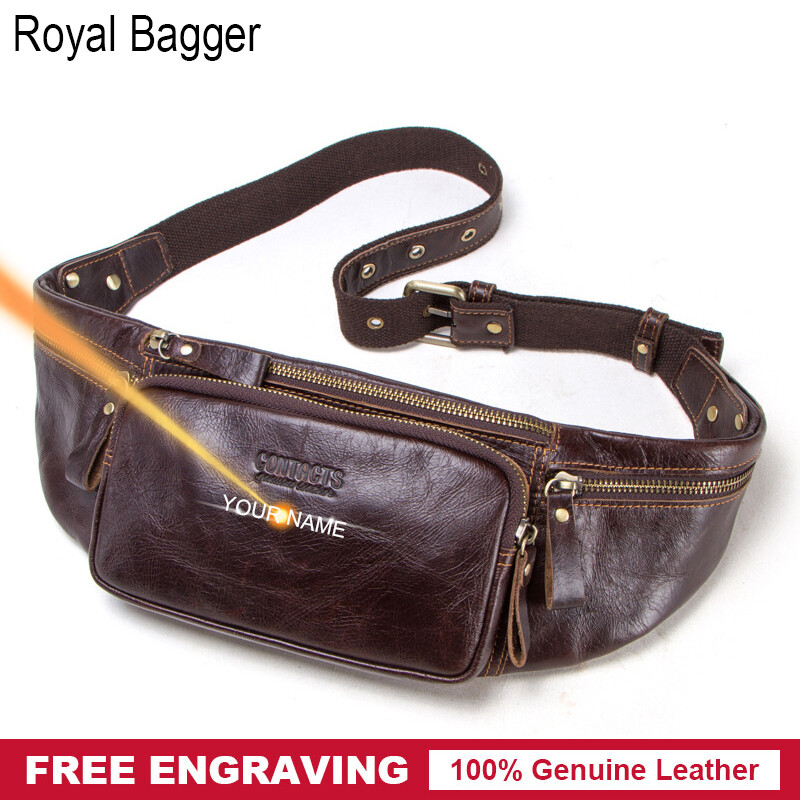 Royal Bagger Genuine Cow Leather Fashion Shoulder Sling Bags For Men Boys Casual High Capacity Crossbody Outdoor Work Sport Chest Bags