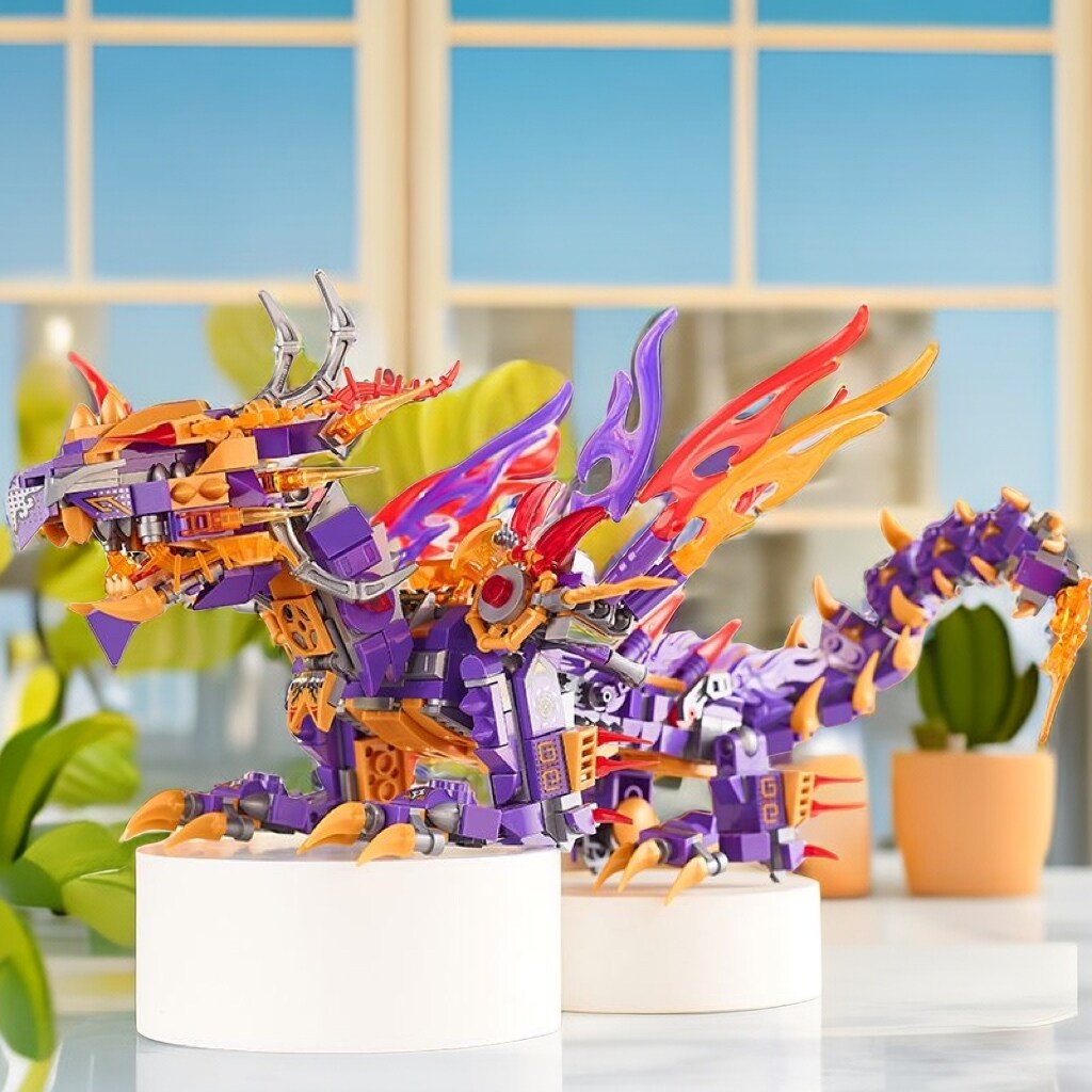 ▽☼▩ cg6603xex23 Dragon and python building blocks are compatible with LEGO Ninjago transforming mecha educational assembly toy model boy's birthday gift