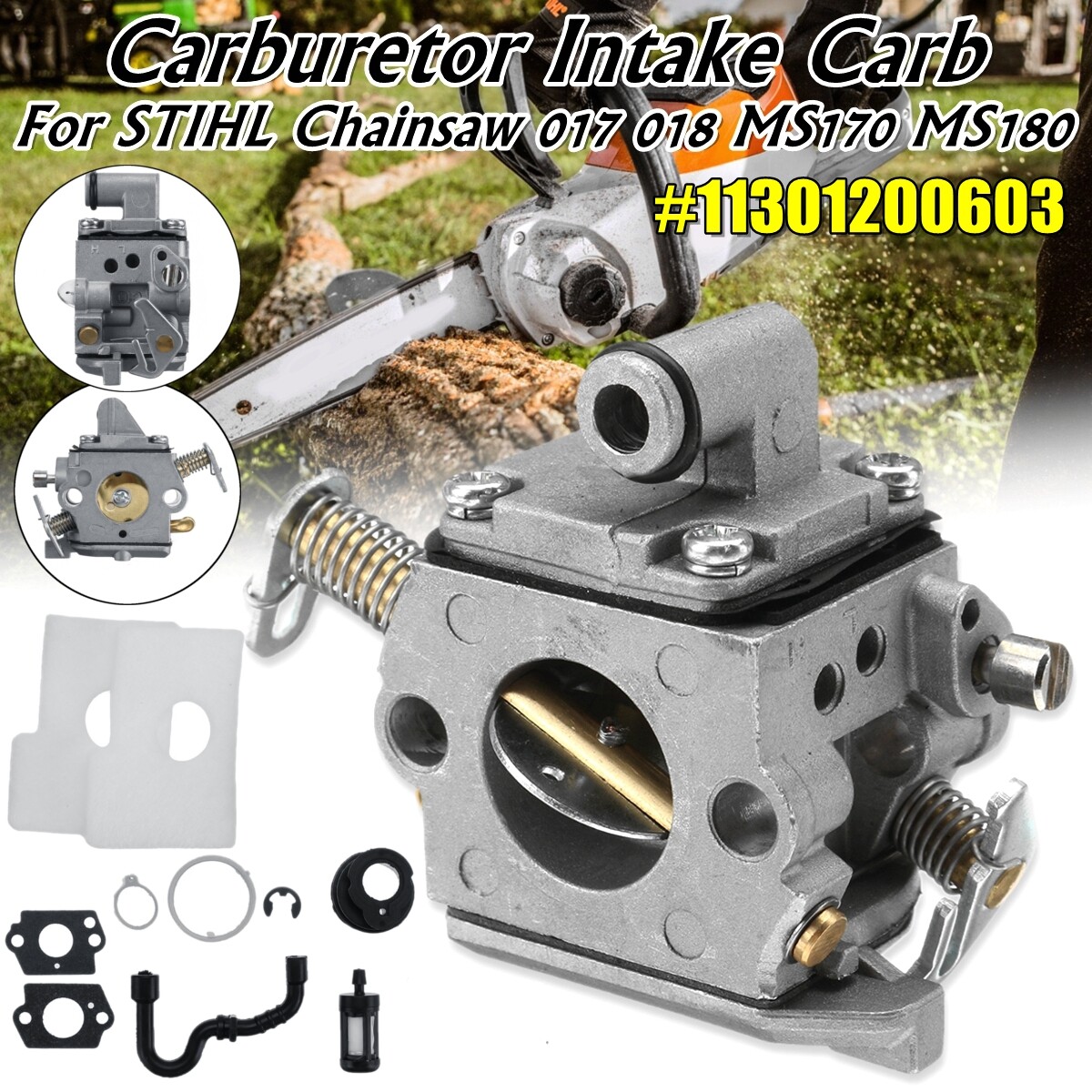 Lawn Mowers Parts Accessories Carburetor Intake Carb For Stihl Chainsaw Ms170 Ms180 017 Metal Home Garden