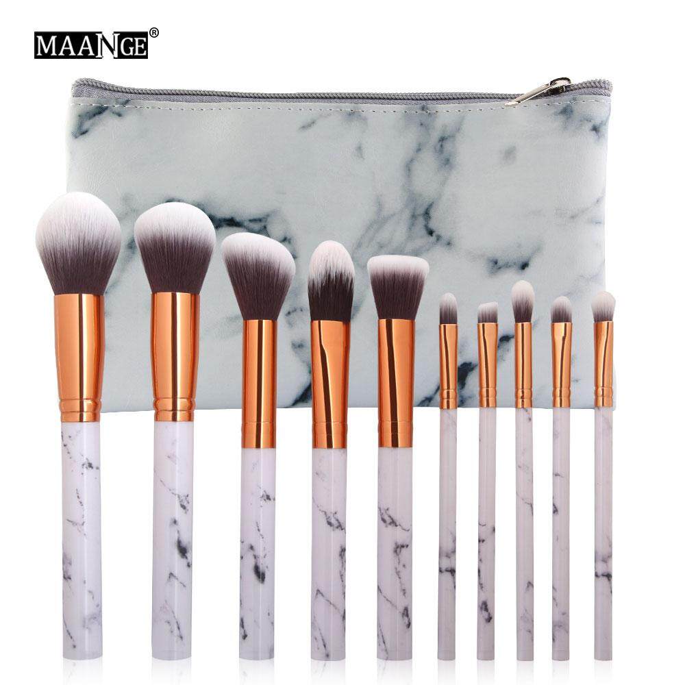 MAANGE 10 cái/bộ Trang Điểm Đá Cẩm Thạch PU Túi Đựng Cọ tốt nhất