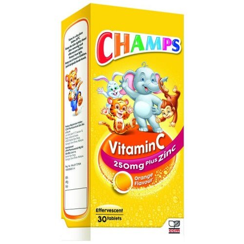 CHAMPS EFFERVESCENCE VIT C + ZINC 30'S | Lazada