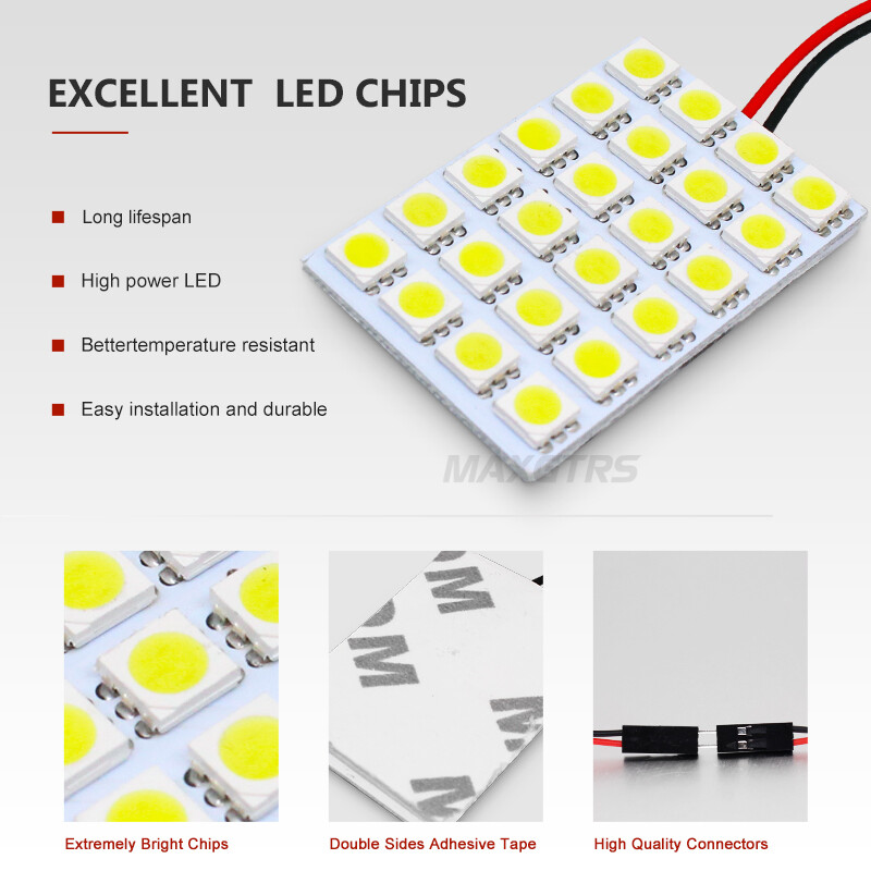 12V 5050 24 LED SMD Mái Vòm Nội Thất Ô Tô Đọc Sách Đèn Dạng Tấm Bóng Đèn LED Trắng Tự Động Đèn Dạng Tấm Đọc Sách Bóng Đèn Trần Xe Nội Thất Roof Đèn Hiệu Cho Xe Hơi
