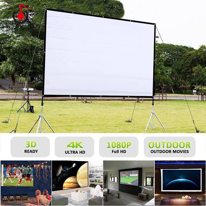 60/72/84/100/120 Portable HD 16:9 White 60 Inch Diagonal Projector Screen