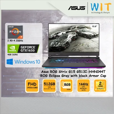 Asus ROG Laptop Strix G15 G513I-HHN044T ROG Eclipse Gray with black Armor Cap/AMD Ryzen 7-4800H 2.90~4.20GHz/8GB DDR4/512GB SSD/15.6"FHD 144Hz/NVD GTX1650 4GB DDR6