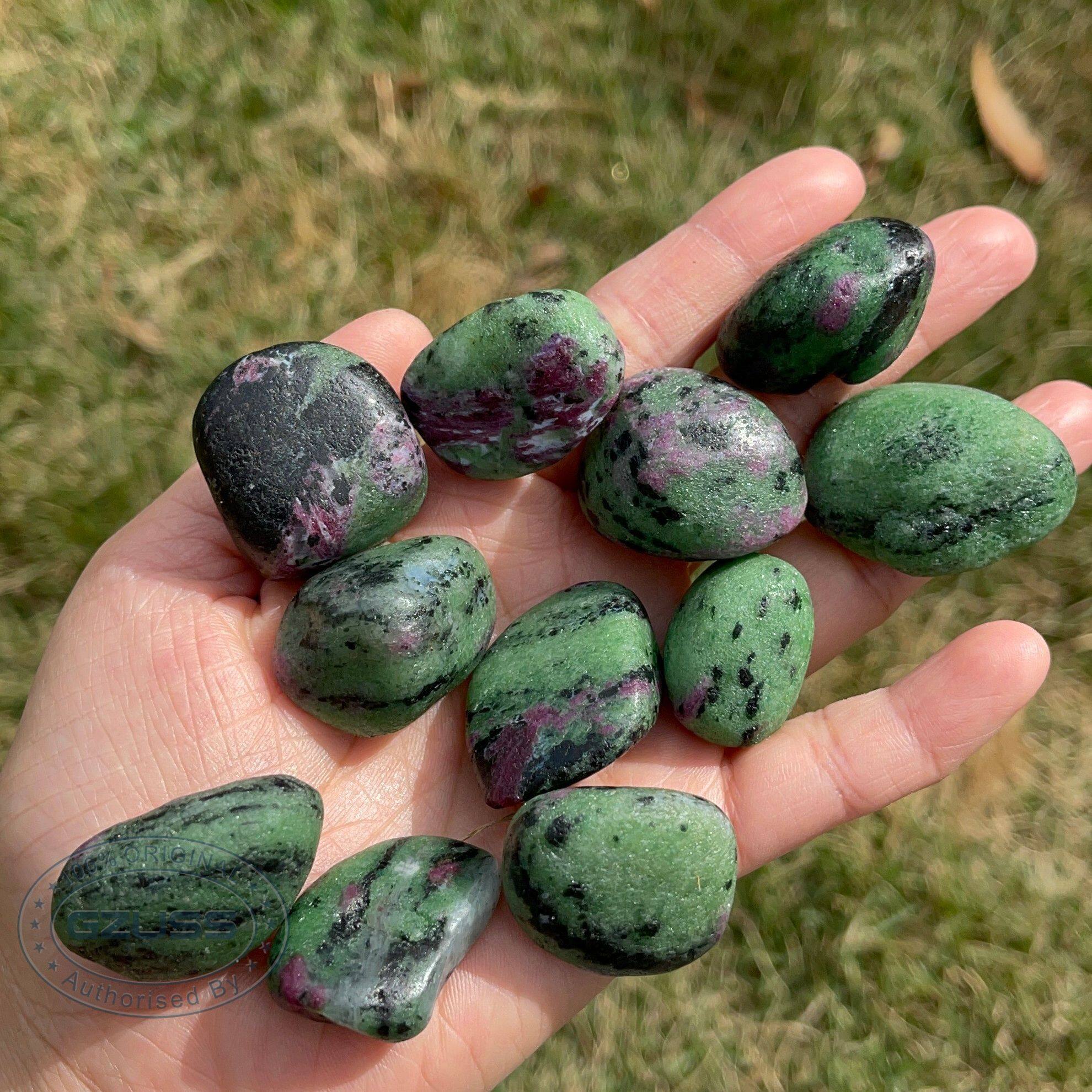 Ruby Zoisite - Ruby In Zoisite - Anyolite - Ruby Zoisite Tumbled Stones - Healing Crystals and Stones - Ruby Stone - Heart Chakra Crystals