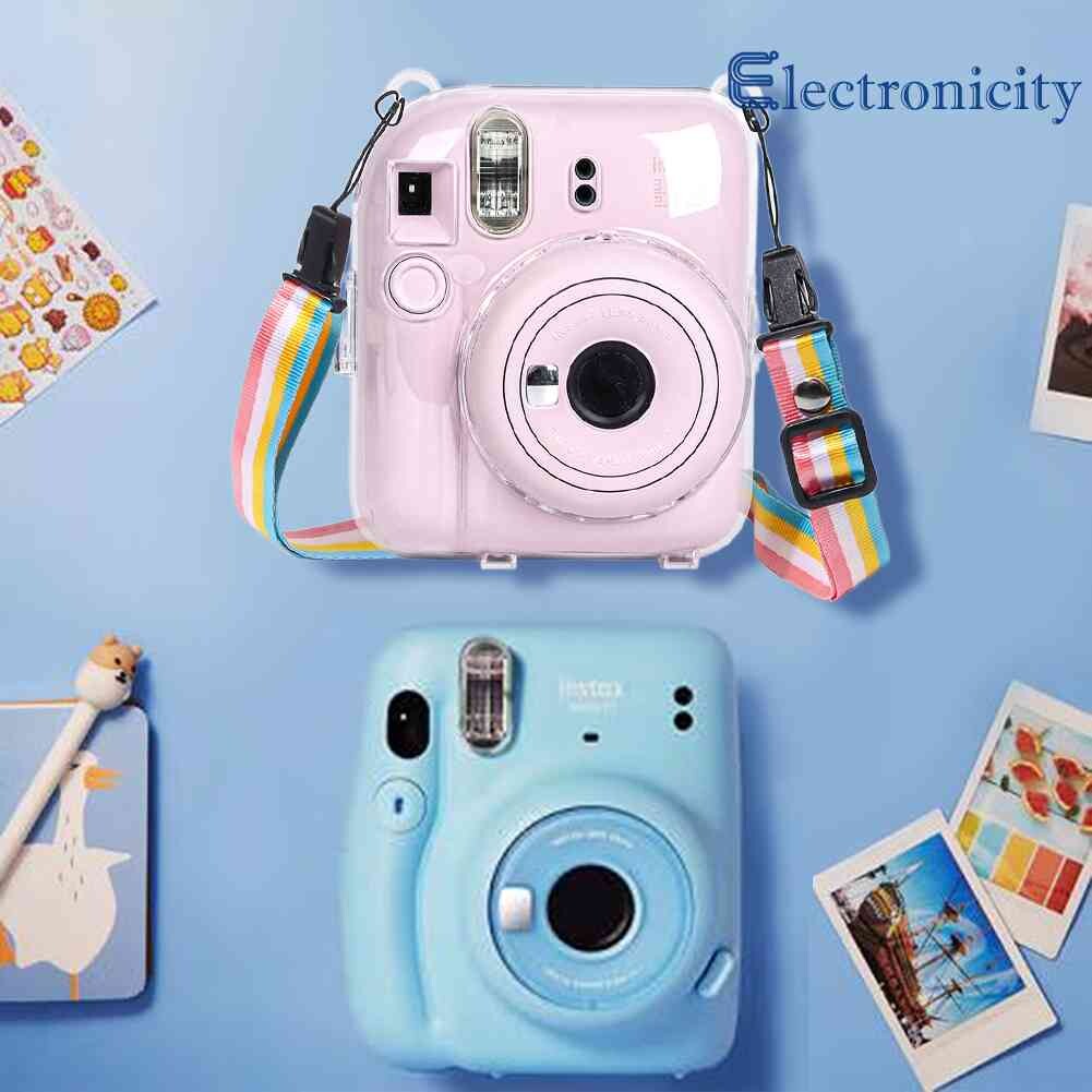 Mini Camera Case PC Crystal Protective Shell Transparent Storage Case with Shoulder Strap for Fujifilm Instax Mini 12 for Camera Instax Mini12