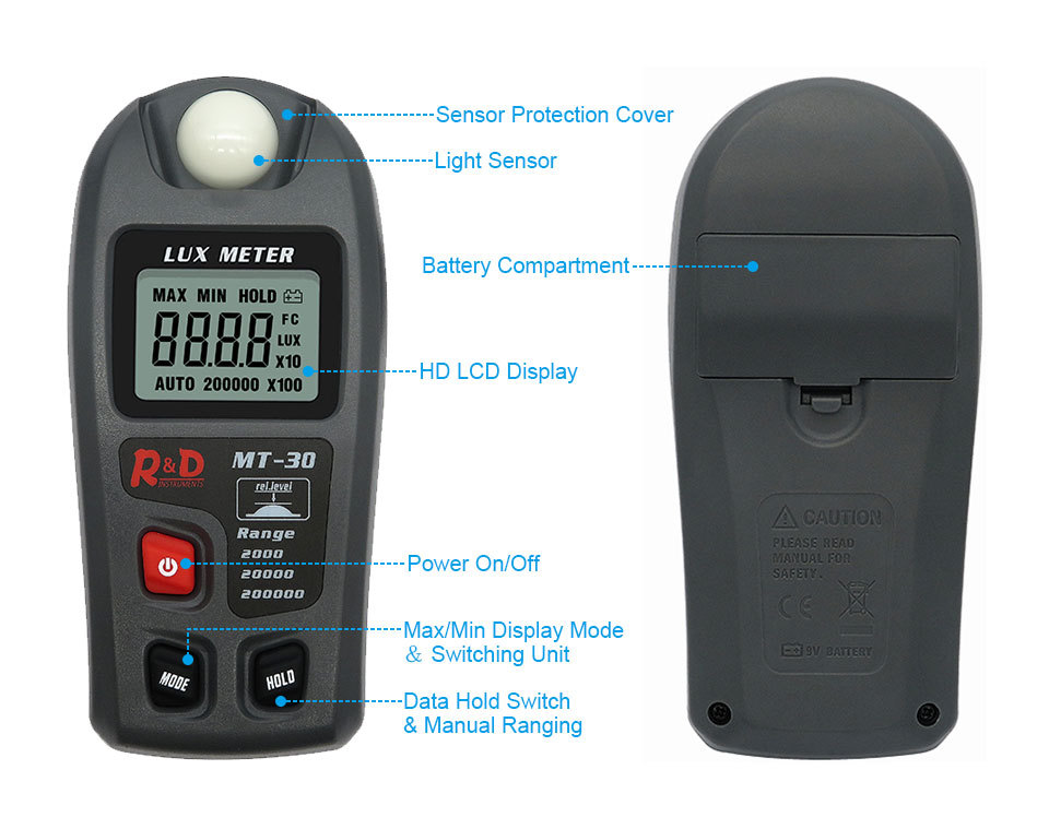 [Diyiot]Original MT-30 Lux meter 0~200,000lux Range Light Meter Illuminometer Photometer Tester