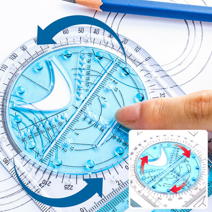 Multifunctional Geometric Ruler Geometric Drawing Template Measuring Tool School Office Building Drawing