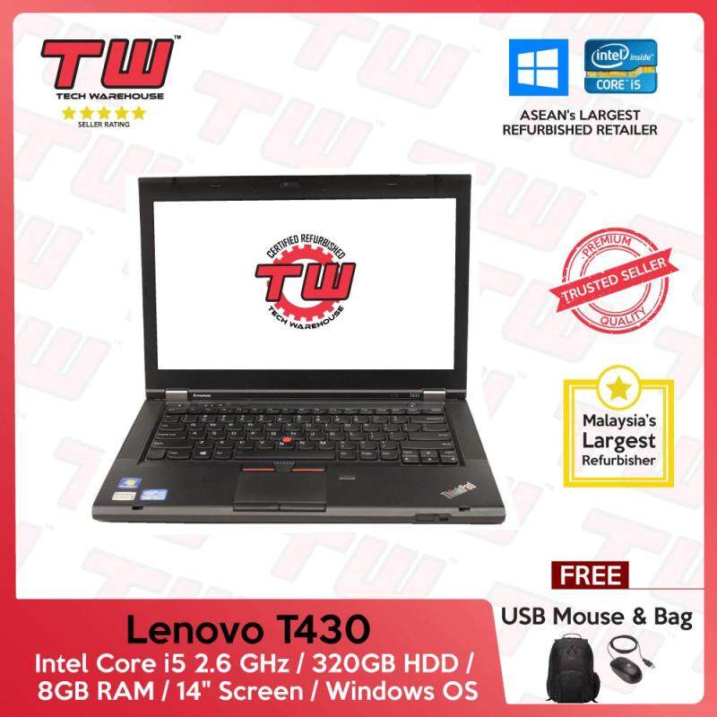 Lenovo T430 Core i5 2.6 GHz / 8GB RAM / 320GB HDD / Windows OS Laptop / 3 Months Warranty (Factory Refurbished) Malaysia