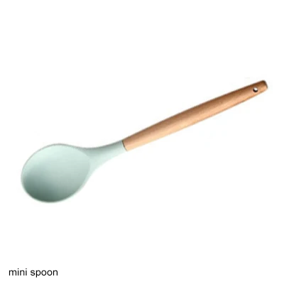 SHOOTHE Turner Spatula Soup Spoon Kitchen Gadgets Portable Non-stick Cooking Tools Food Grade Wooden Handle 1Pcs Silicone Ready Stock Ready Stock Ready Stock Ready Stock