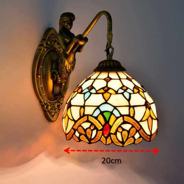 Tiffany Stained Glass Wall Lamp Mediterranean Baroque Retro Turkish Led Wall Lights for Home Decor Bedroom Bathroom Mirror Light