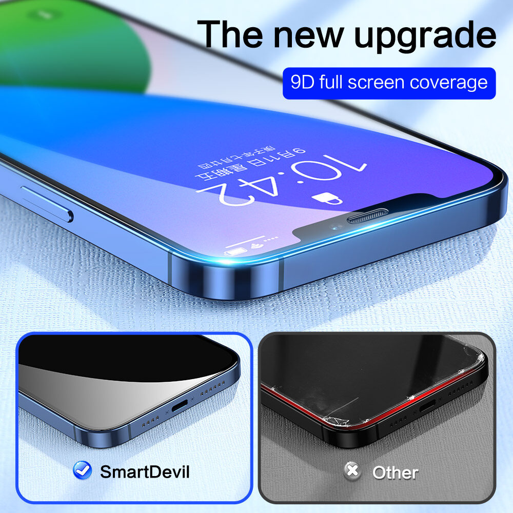 SmartDevil Screen Protector For iPhone 17 Pro max iPhone 16 Pro max 15 Pro max iPhone 14 Pro max 13 Pro max 12 Pro Max iPhone air iphone 11 tempered glass iPhone 17e 16e XR 14 Plus SE3 SE2 7plus 8plus 7 8 Full Coverage Tempered Glass Film Anti-fingerprint