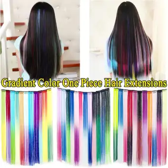 1 Colorful Women Ombre Rainbow Gradient Color Fake Long Straight