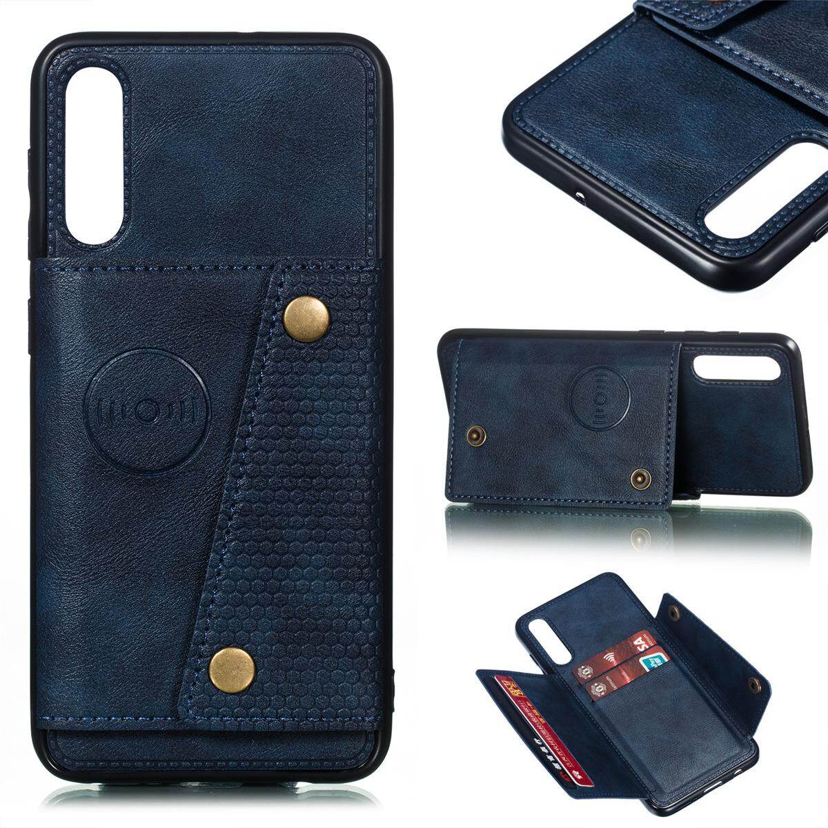 Cho Samsung A50 a50s a30s da trường hợp nhiều Folio lật Bìa Wallet trở lại trường hợp vỏ, có thể làm việc với gắn trên xe hơi, ẩn thẻ tín dụng ID khe giữ, retro nút kim loại clasp, đứng hỗ trợ