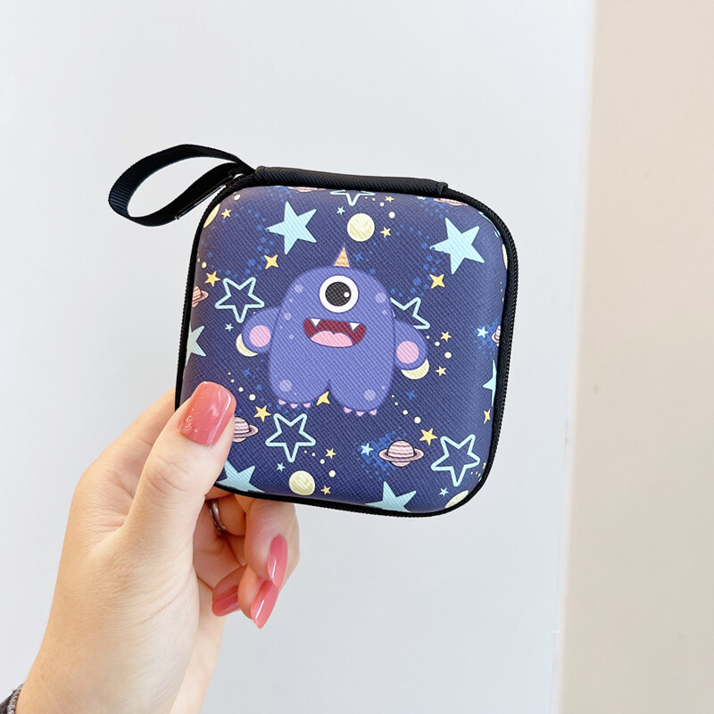 CrashStar Cartoon Headset Earphone Shockproof Storage Bag Cute Data Cable USB Charger Organize Hard Storage Box Creativity Mini Money Coin Packet With Zipper Lanyard Strap Case Portable Casing Top Seller