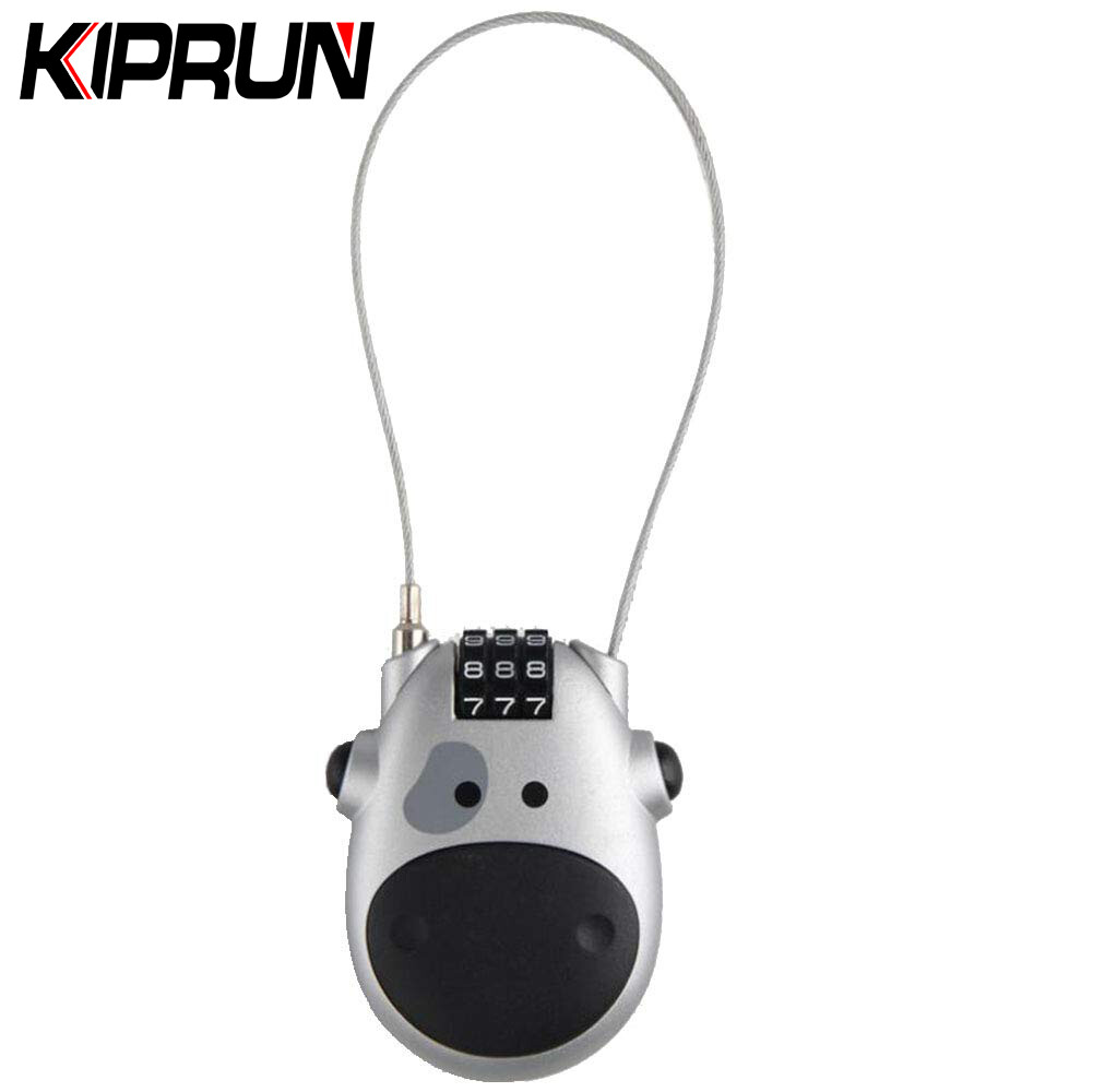 KIPRUN Cable Lock, Jhua 3 Digit Password Combination Bike Lock Mini Travel Padlock Safety Number Lock with 25 Inches Retractable Steel Wire for Luggage, Bike, Outdoor Anti Theft -White