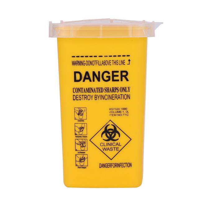 ✟ 1L Plastic Medical Supplies Container Waste Needle Bucket Mini Sharps Collection Barrels Disposable Tattoo Needle Tips Trash Box