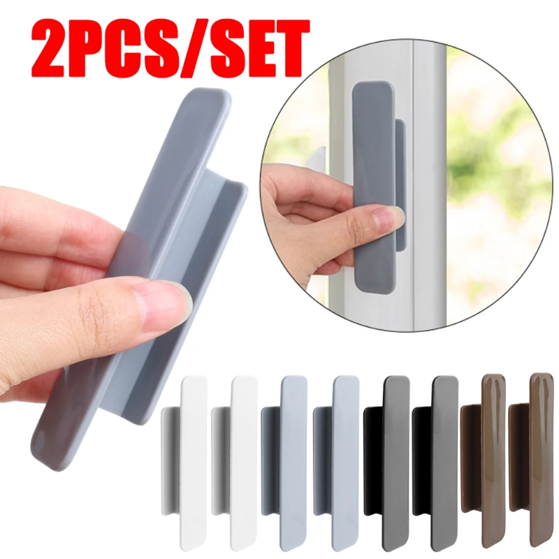 2 cái tự dính tay cầm cửa trượt đa mục đích ngăn kéo và cửa sổ phụ trợ tay nắm cửa ABS tay nắm cửa tủ nhà bếp