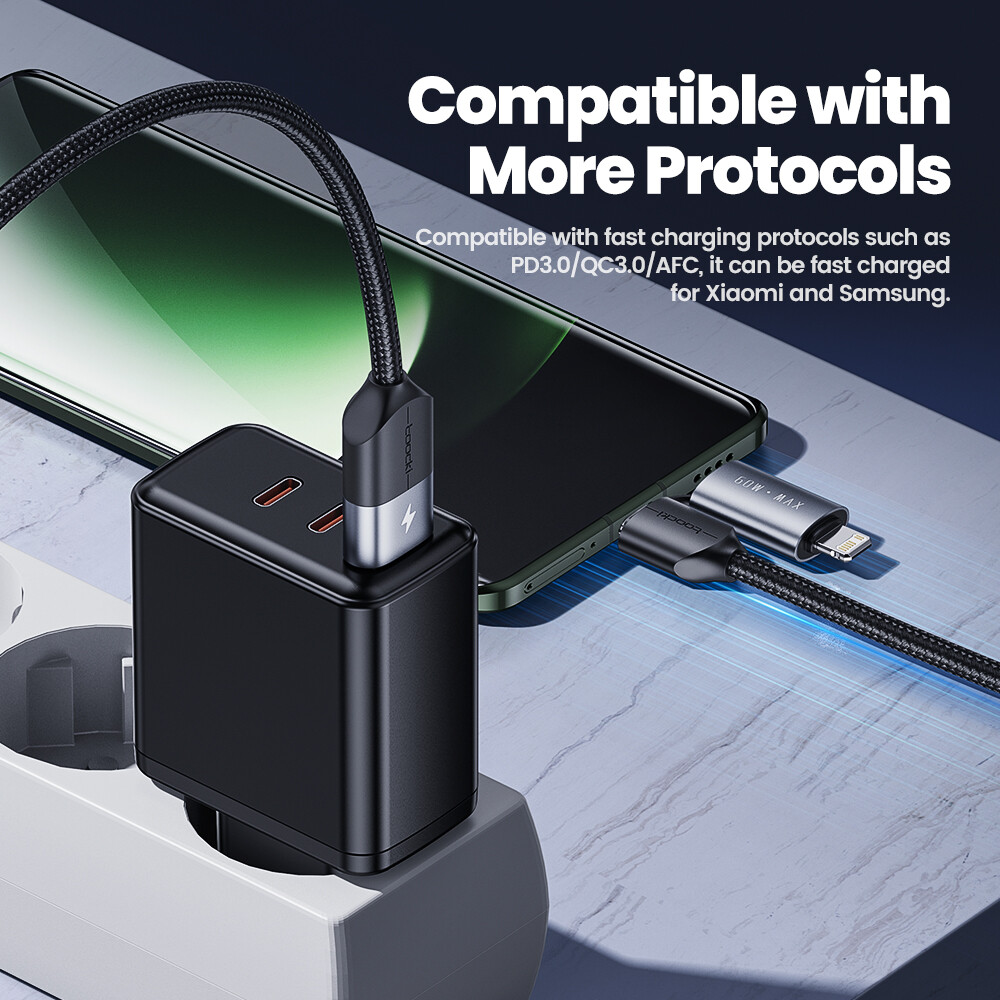 Toocki USB-A Type-C cáp sạc 4 trong 1 PD/Lightning/Type-C/Iphone cáp dữ liệu nhanh sạc điện thoại Iphone 12 Pro Max iPhone 11 Pro Huawei Samsung Xiaomi