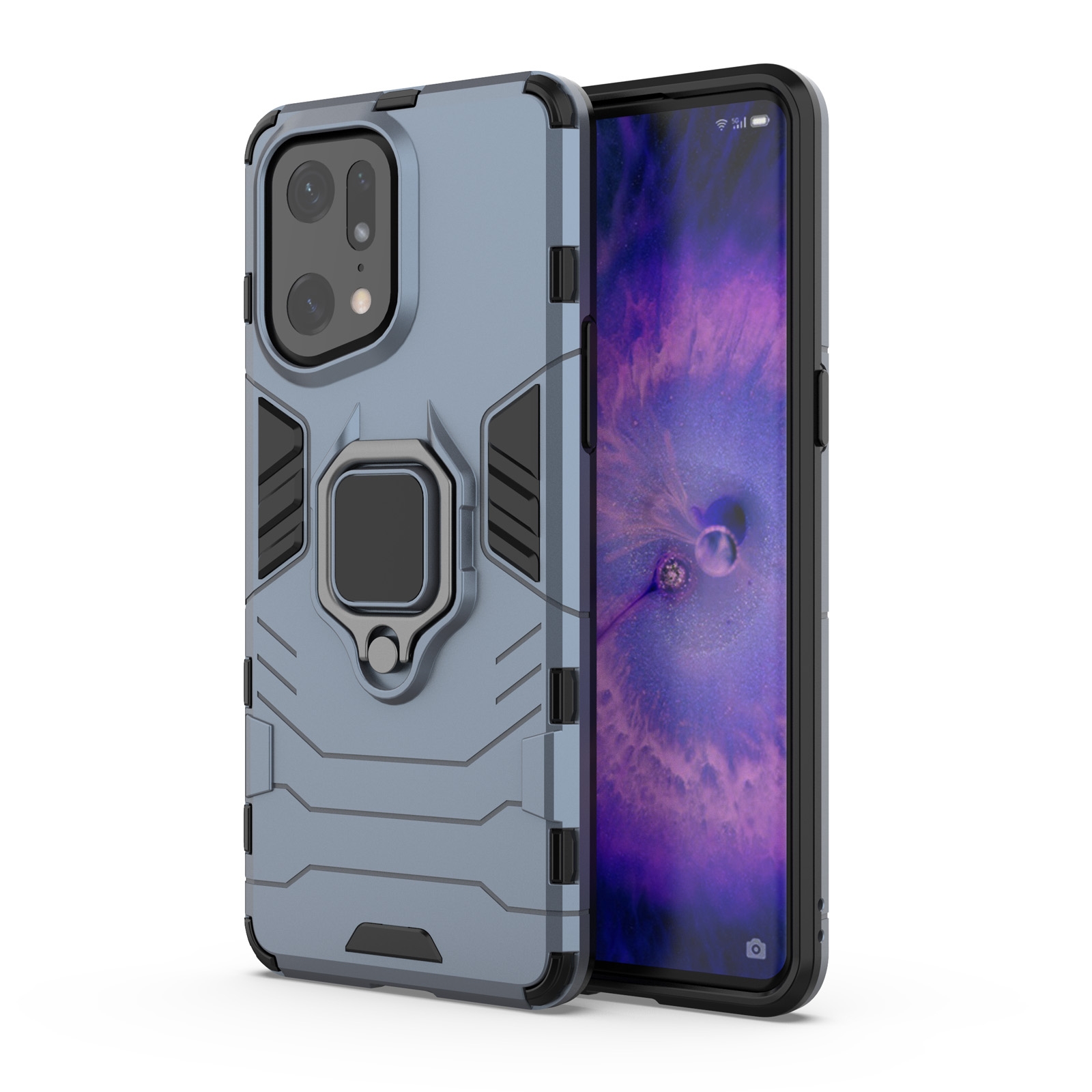 For oppo find x5 pro magnetic ring holder pc + tpu phone case