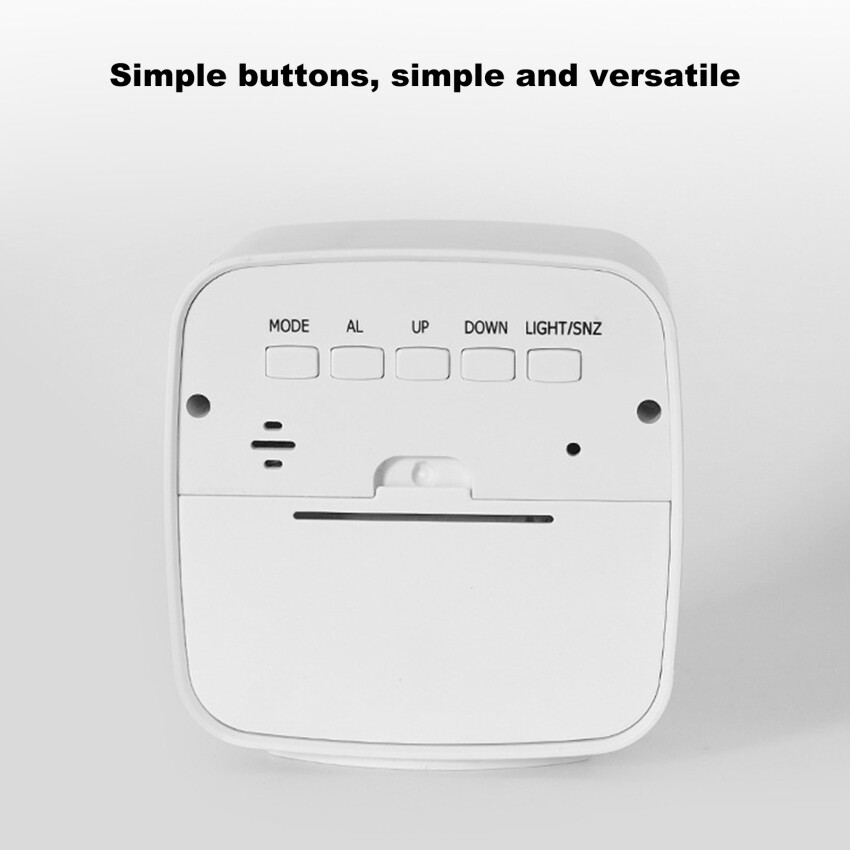 Digital Alarm Clock Temperature Humidity Calendar Week Backlight Desktop Electronic Clock 12/24H Bedside LED Clock
