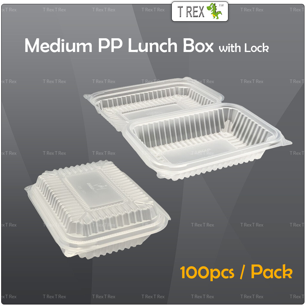 100pcs Medium PP Lunch Box / Disposable Plastic Food Box / Take Away