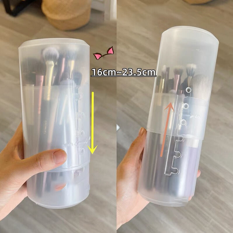 sanhe 1pcs Transparent PVC Dustproof Storage Box Adjustable Height Makeup Brush Box with Lid
