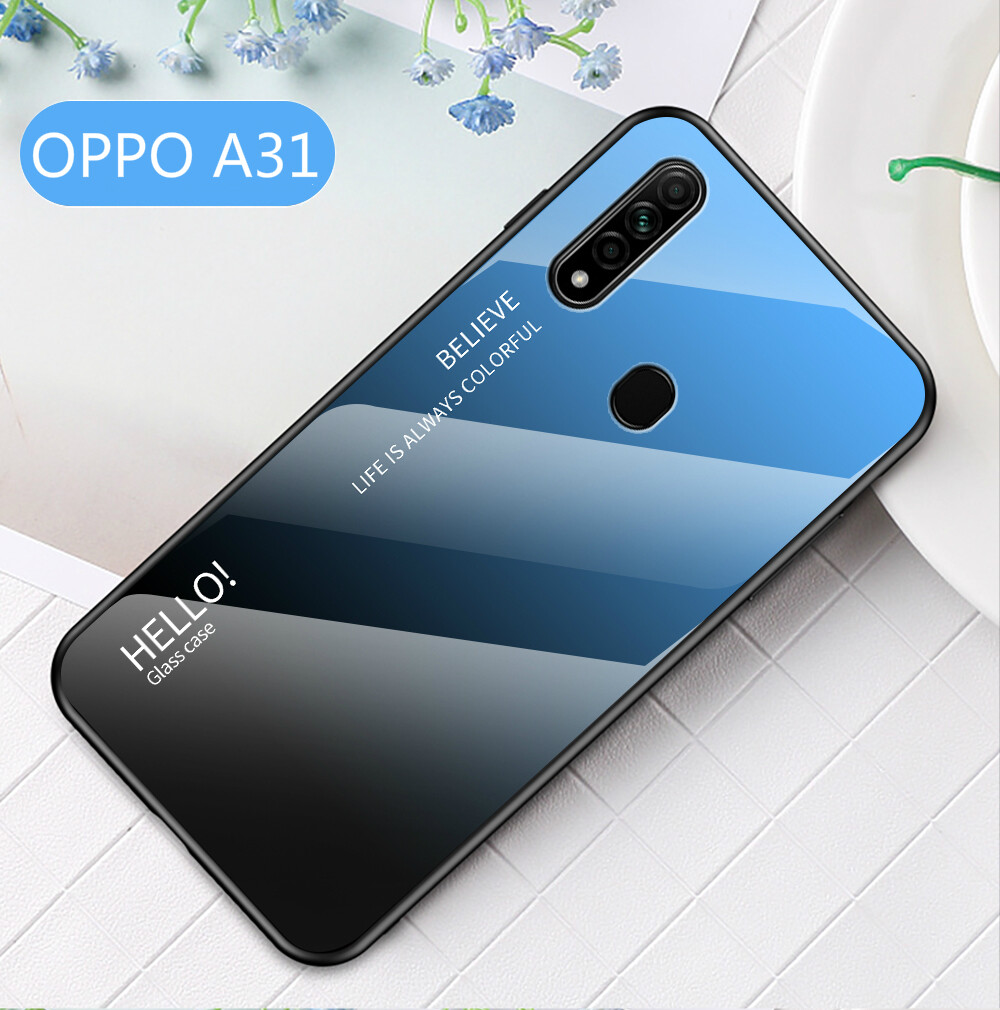 For OPPO A31 Case GradiGradient Tempered Glass Phone Case For OPPO A31 Cover Casing Fashion Coolent Glass Case