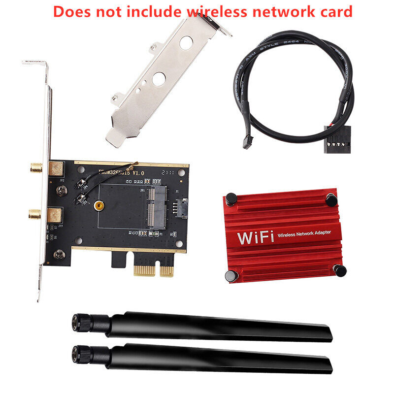Wifi 6 intel ax200 ax210 9260 8265 8260 m.2 to pcie express 1x wireless adapter converter with 2x antenna ngff m.2 wifi bluetooth card