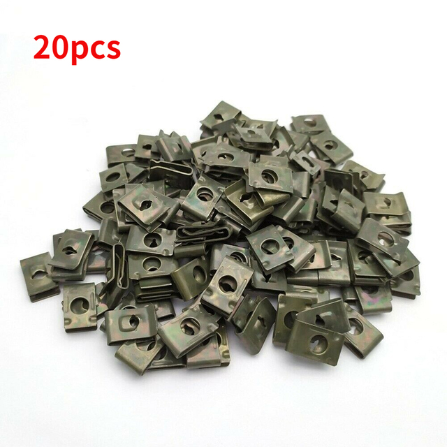 50pcs Car Metal U-Type Clips Bumper Fender Trim Panel Fastener Anti-rust Protection Clip Leaf Board Grommet Clamp