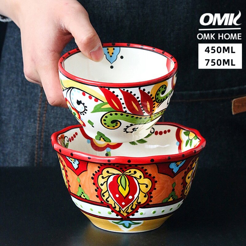 Omk Red Luca Series bát gốm dung tích lớn bát đựng sa lát