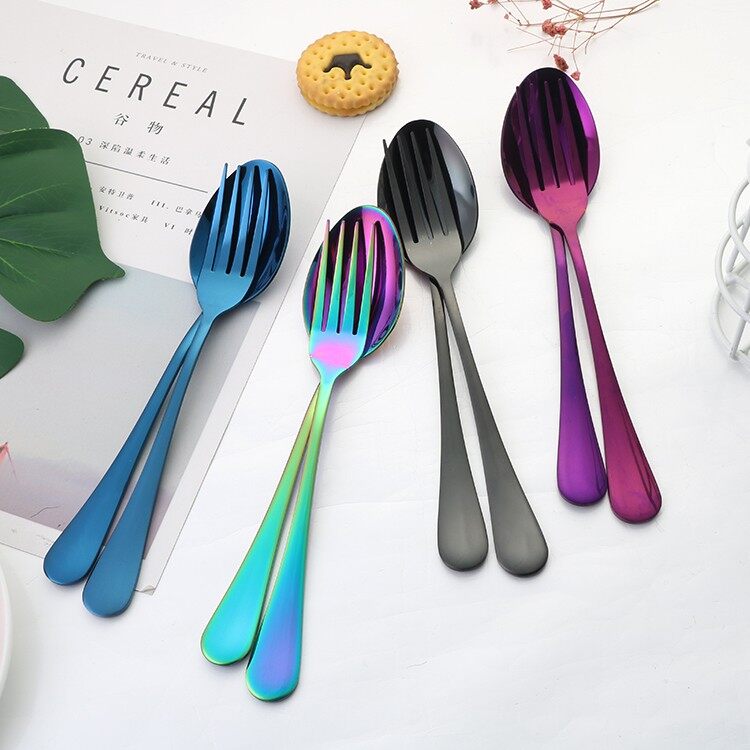 Katelv 2 cái/bộ Chất Lượng Cao Bộ thìa dĩa Muỗng Nĩa Và Dao Bộ đồ ăn Bộ đồ ăn bằng thép không gỉ
