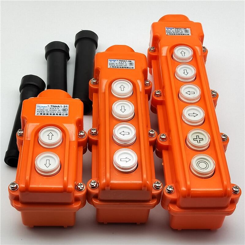 {” ——：{ Waterproof Hoist Push Button Switch Crane Switch TNHA1-COB-61 21 31 32 33 Pendant Controller 220V 380V