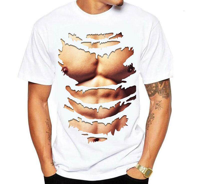 Ripped T-Shirt Chest Six Pack Abs Muscles Men's T-Shirt