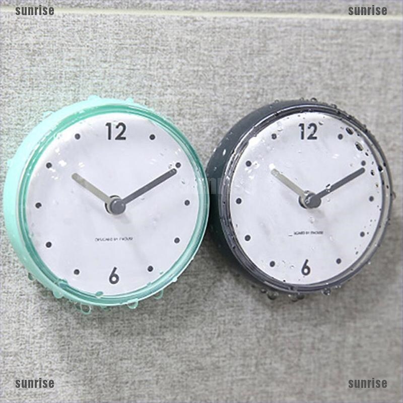 【HOT】 sunrise Waterproof Kitchen Clock Suction Cup Silent Battery Decor Shower Timer