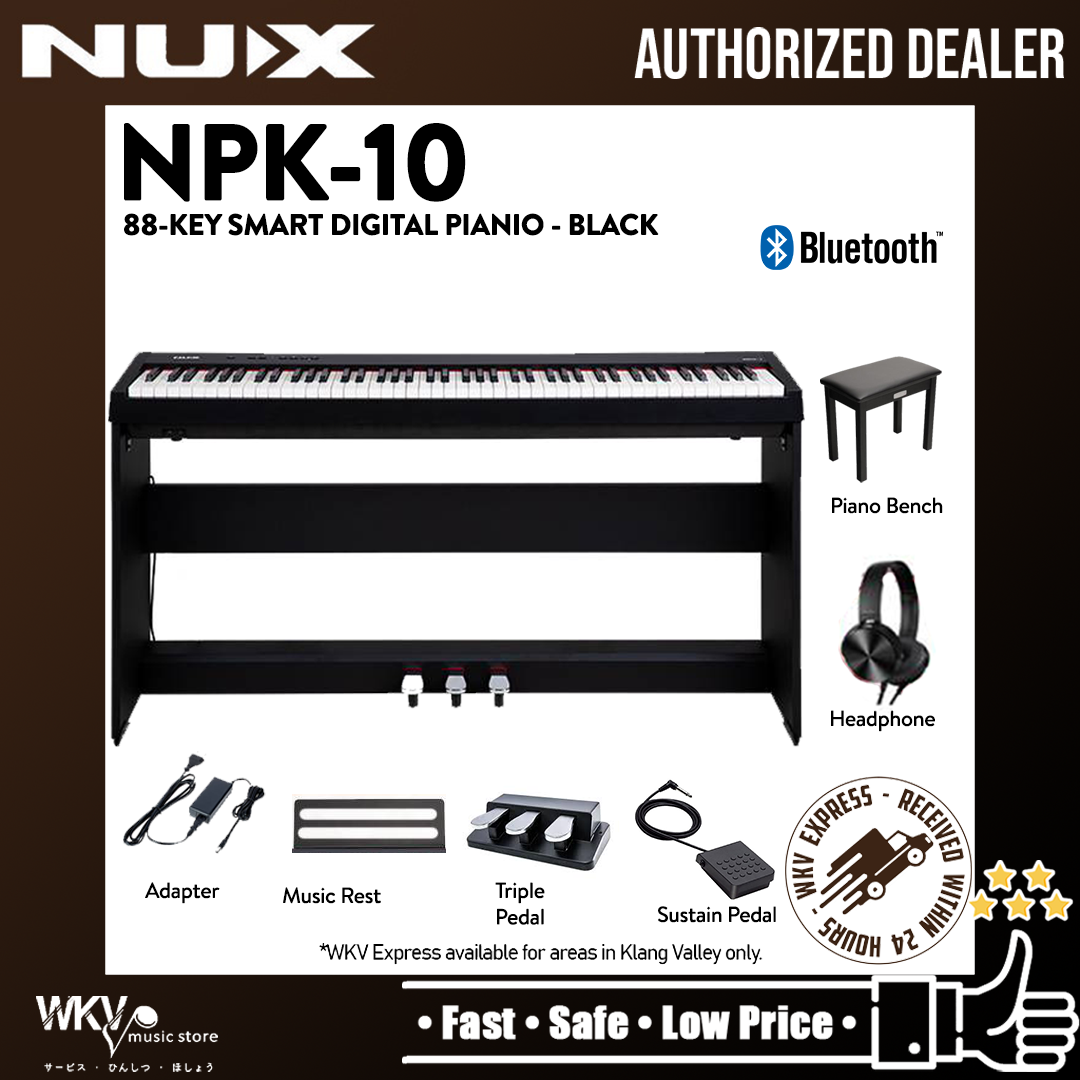 NUX NPK-10 88 Key Digital Piano with Wooden Stand and Bluetooth ...