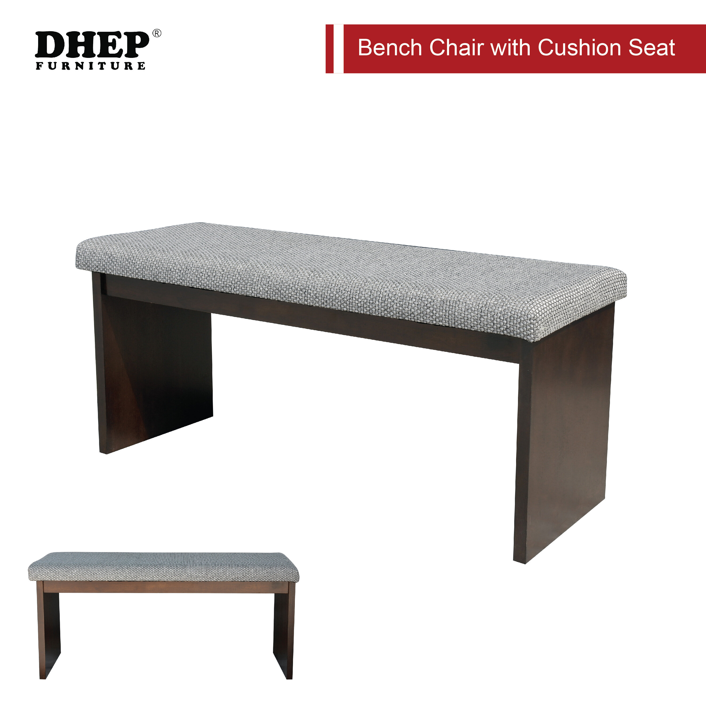 [DHEP Furniture] Cushion and Solid Wood Bench Chair (Made in Malaysia