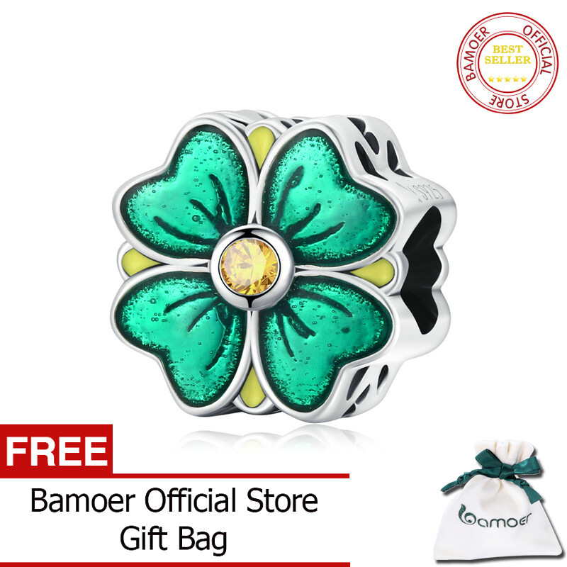 BAMOER 925 Sterling Silver Plants Clover Cactus Garden Charm Bead Pendant Fit Original Bracelet Necklace For Women Jewelry SCC2018