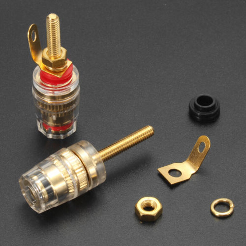 BOKALI 8pcs 42MM Gold Plated Speaker Terminal Binding Post Amplifier Connector Plug