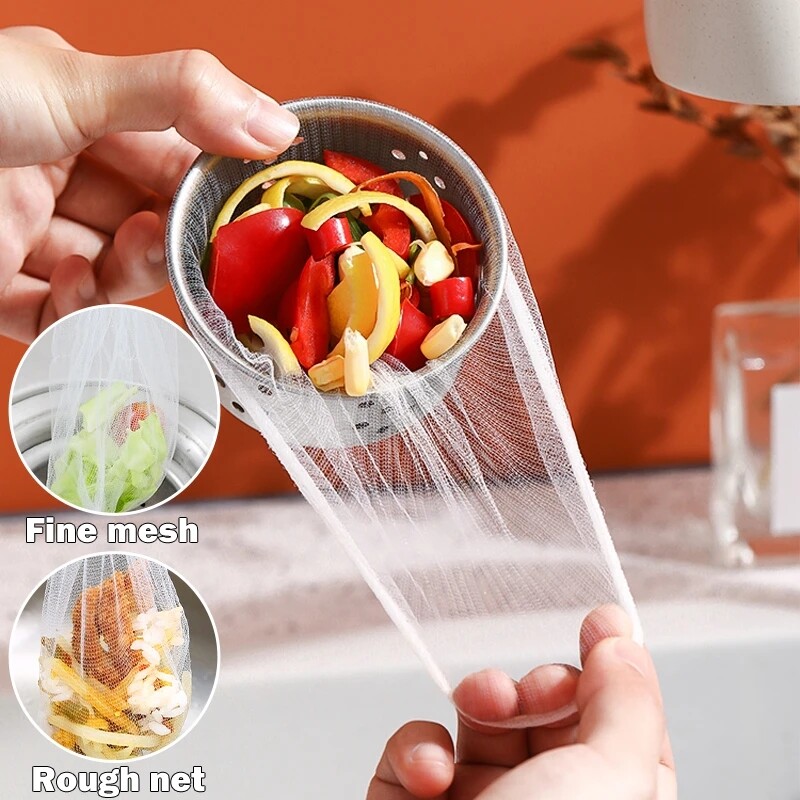 Disposable Sink Filter Mesh Bag Strainer Waste Filter Drainage Hole Garbage Bag Kitchen Clean Supplies