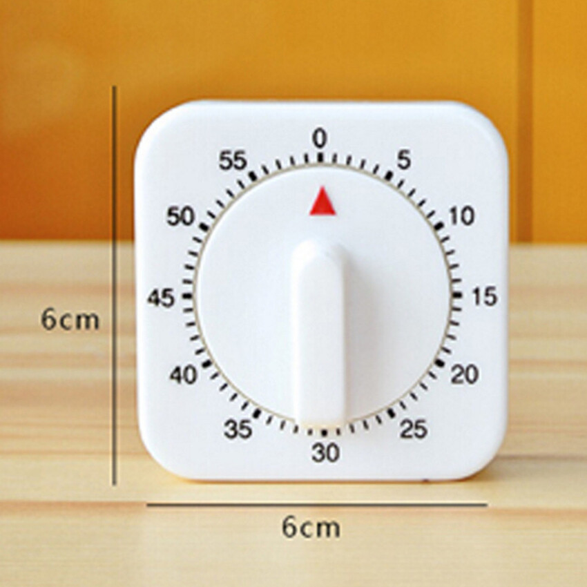 60 Minutes Kitchen Timer Count Down Silent Alarm Reminder White Square Mechanical Timer For Kitchen Classroom Homework Office
