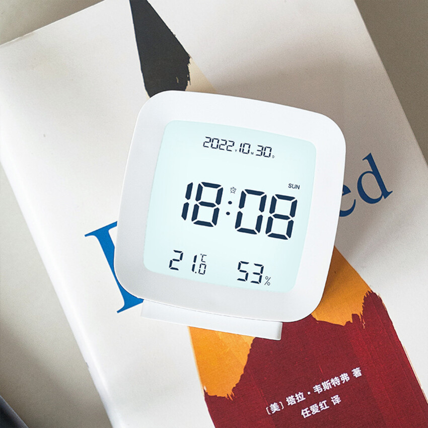 Digital Alarm Clock Temperature Humidity Calendar Week Backlight Desktop Electronic Clock 12/24H Bedside LED Clock