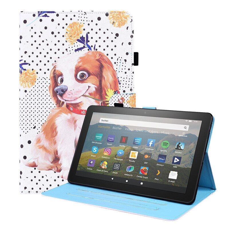 Case for amazon kindle fire hd 8 2020 / hd 8 plus cute cat panda painted leather tablet cover for funda fire hd 8 hd8 2020 case