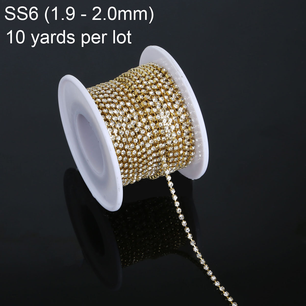 10 yards/Roll White AB/Bright Strass Silver Base Densify Claw Rhinestone Chain SS6-SS18(2mm-4.5mm) Cup Chain For Dress Design DIY accessories