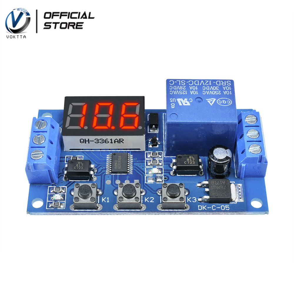 VOKTTA Mô-đun Rơ Le Trễ Hiển Thị Kỹ Thuật Số LED DC12V Chính Hãng Công Tắc Điều Khiển Hẹn Giờ Ống Kỹ Thuật Số 3 Chữ Số