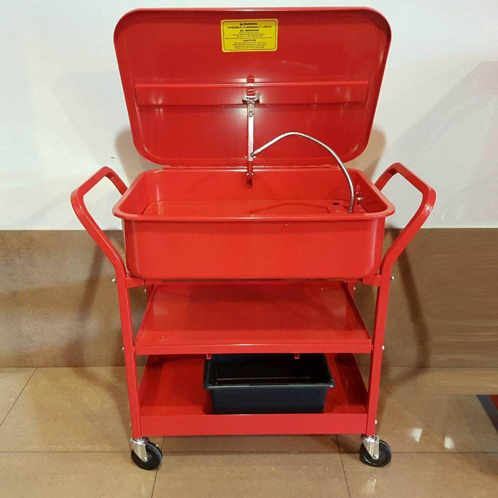 20 Gallon Mobile Parts Washer Cart Electric Solvent Pump Cleaner