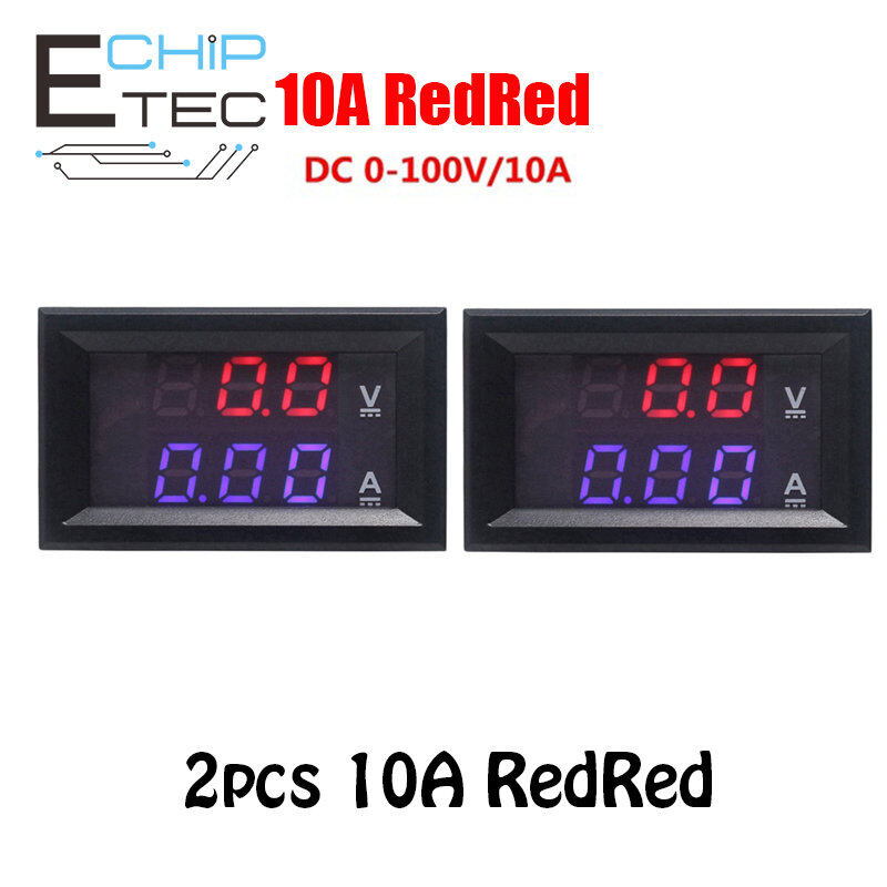 2PCS Digital Voltmeter Ammeter DC 0-100V 10A 50A 100A Dual Display Voltage Detector Current Meter Panel Amp Volt Gauge