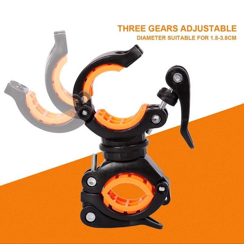 WEST BIKING Bicycle Rotating Light Double Holder LED Front Flashlight Pump Lamp Handlebar Seatpost 360 Degree Rotation MTB Bike Cycling Light Holder